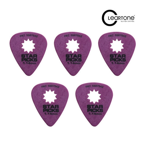 ClearTone 세트 5개  기타 피크 StarPick 1.14mm Purple