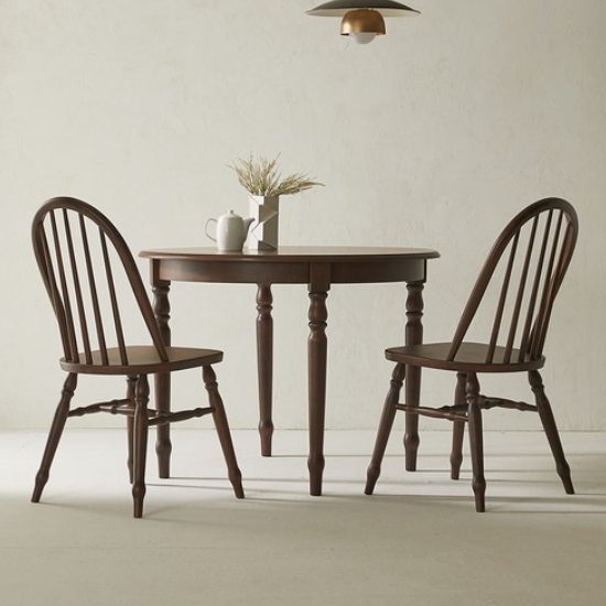 퍼피노 빌리 원형 원목 식탁 1000 (아치형의자2개)