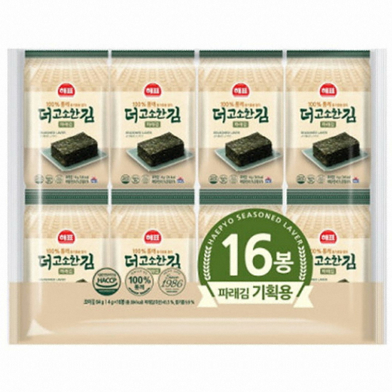 사조대림 해표 더 고소한 파래 도시락김 4g (16개)_이미지