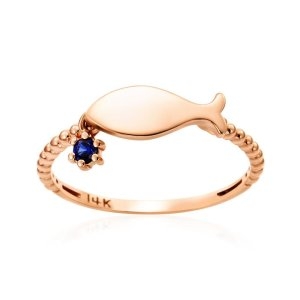 비앤비골드 14K 물고기 큐빅볼 각인 탄생석 커스텀 볼반지 SRS419