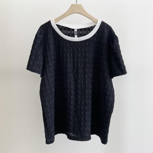 아이우먼 루즈퍼프배색블라우스 GOS294M410 빅사이즈_이미지