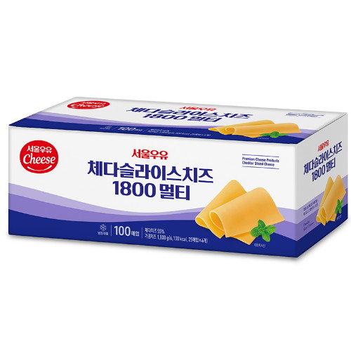 서울우유 체다 슬라이스 치즈 1800 멀티 100매입 1.8kg (1개)