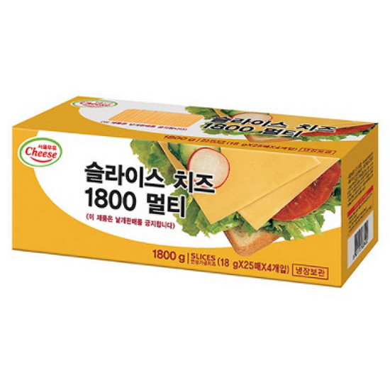서울우유 체다 슬라이스 치즈 1800 멀티 100매입 1.8kg (1개)_이미지