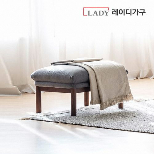 레이디가구 다인 100%원목 패브릭 소파 4인용 (스툴포함)_이미지