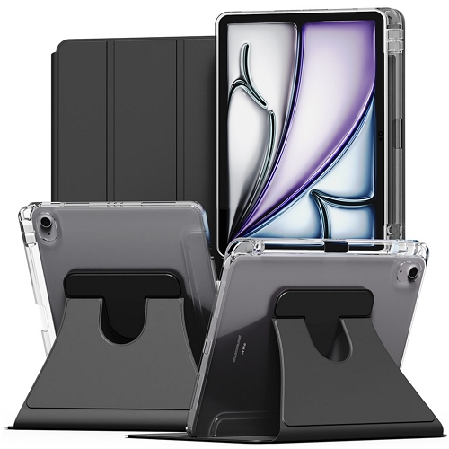iPad Air 13 M2 360도 회전 스마트커버 애플펜슬 수납 투명 하드케이스