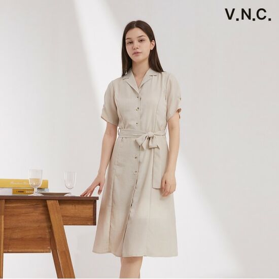 비지트인뉴욕 린넨라이크 벨티드 원피스 VZ5OPF3_이미지