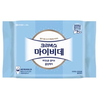 <b>크리넥스</b> 마이비데 클린케어 화장실용 물티슈 리필형 46매