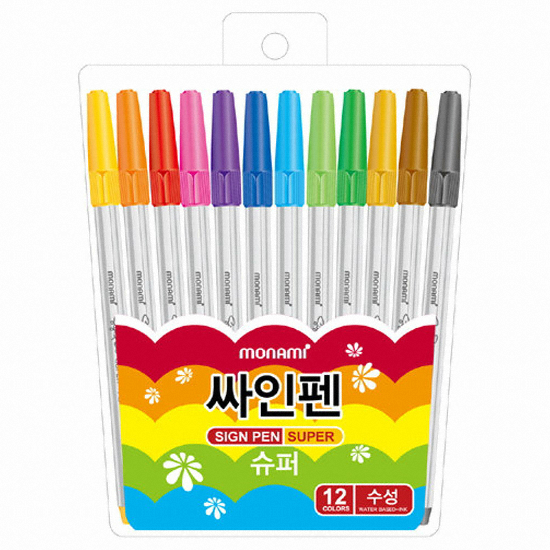 모나미 슈퍼 사인펜 세트 (12색x2개)_이미지