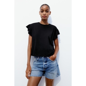 자라 독일 248844 코튼 티셔츠 러플 색상 블랙