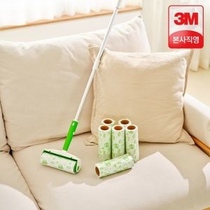 3M 스카치브라이트 돌돌이 테이프 클리너 대형 롱핸들+리필 7개 롤크리너 돌돌이밀대 바닥청소 거실청소 스카치브라이트 클