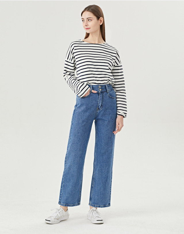 투버튼 스트레이트 데님 바지 BV1PT009L0