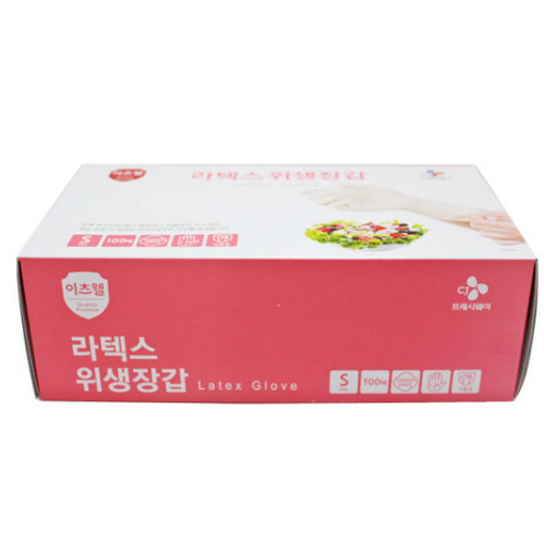 CJ프레시웨이 이츠웰 라텍스 위생장갑 소 100매