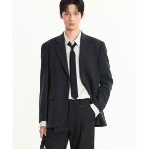 TNGT Redford Wool Blended Herringbone Jacket Dark Grey TNJA5F105G2_이미지