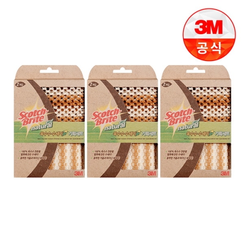 3M 스카치브라이트 내츄럴 망사수세미 + 그물 망사수세미(일반세척용) (3개)