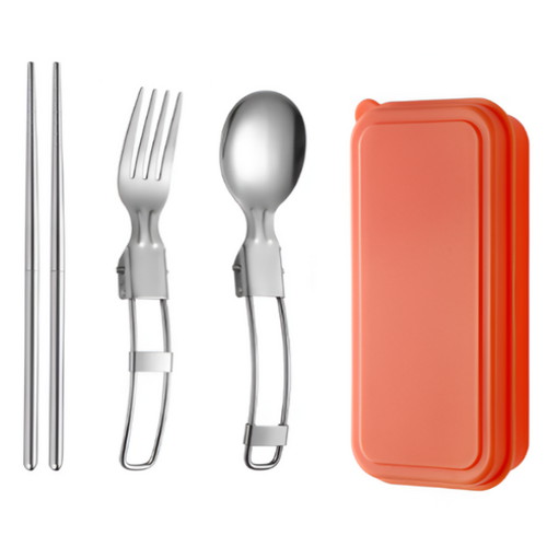 보다모가 휴대용 304 스테인리스 접이식 캠핑 수저 세트 레드