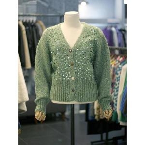 르니앤맥코이 세이브존03 스팽글 포인트 브이넥 크롭 니트 가디 S43220047_이미지