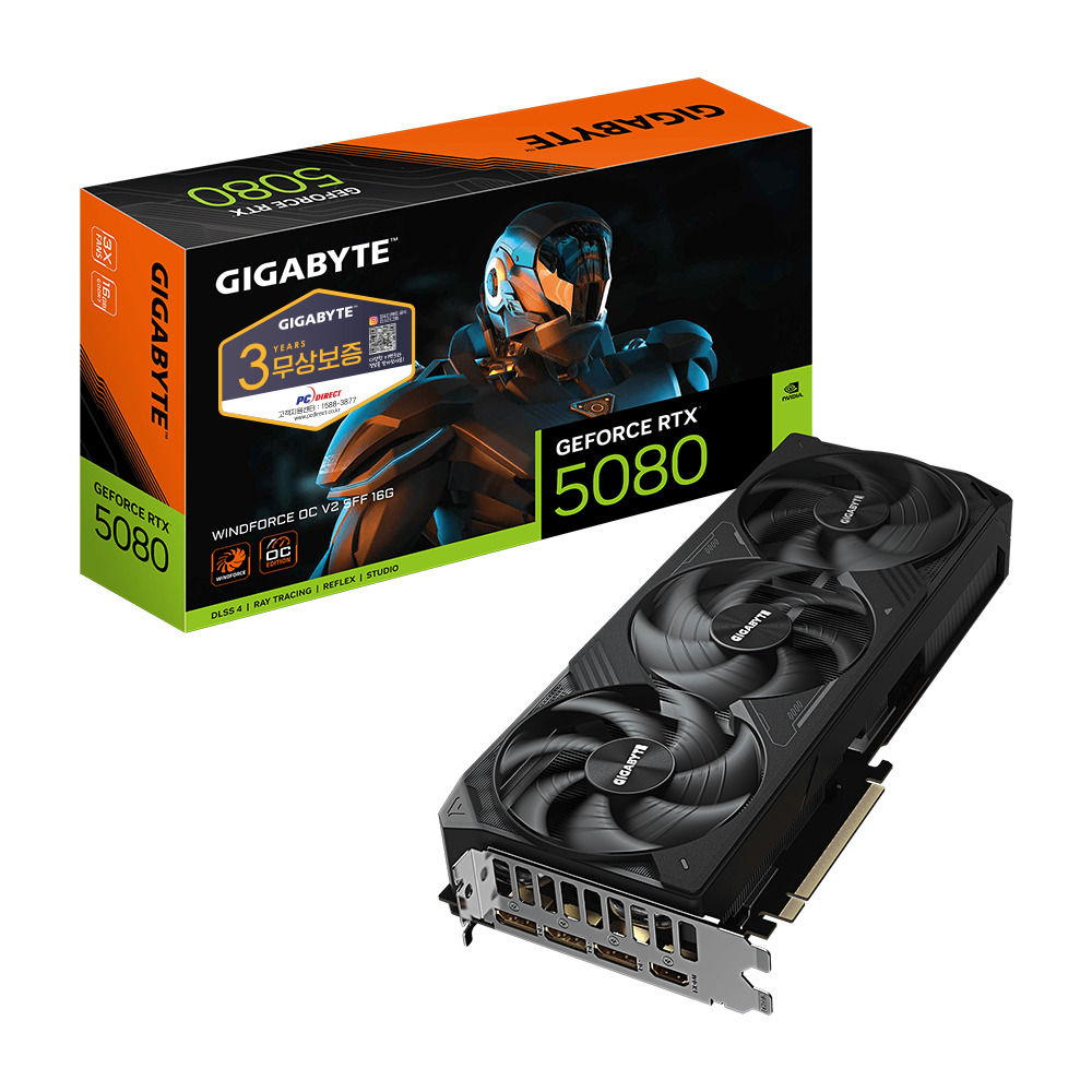 GIGABYTE ������ RTX 5080 WINDFORCE OC V2 SFF D7 16GB �Ǿ���Ʈ