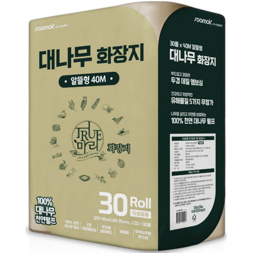 수목제지 대나무 화장지 40m (30롤) (3팩)_이미지