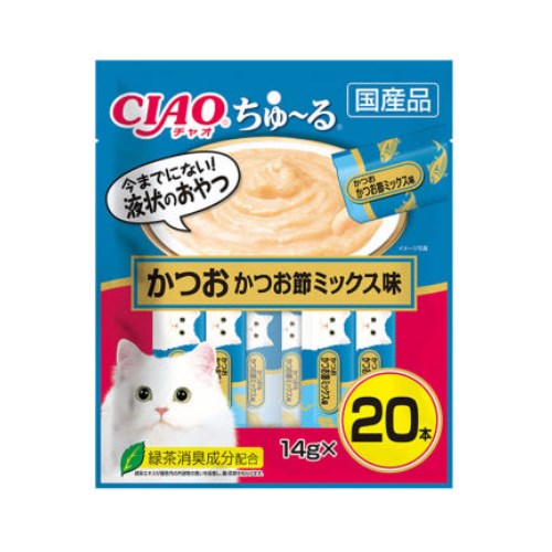 이나바 캣 챠오츄르 가다랑어&가츠오부시 믹스 SC-130 280g (14g x 20p) (2개)_이미지