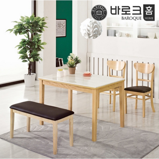 바로크홈 미렌 대리석 식탁 1150 (의자2개+벤치1개)