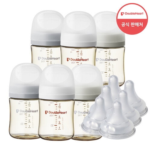 더블하트 모유실감 3세대 PPSU 베이직 160ml (젖병 6개 + 젖꼭지 6개)_이미지
