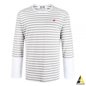 꼼데가르송 레드하트와펜 스트라이프 긴팔티 AZT320 0513