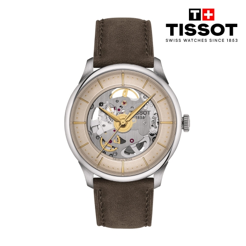 티쏘 남녀공용 슈망 데 뚜렐 파워매틱 80 스켈레톤 39MM_T139.836.16.261.00