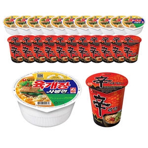 농심 신라면컵 65g x 12개 + <b>육개장</b> <b>사발면</b> 86g x 12개