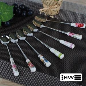 현우 도자기스푼 포크-5P세트 도자기포크 티스푼 티포크 과일포크 차스푼_이미지