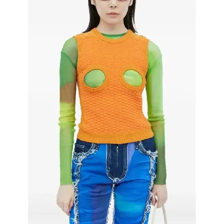 파울라 Canovas del Vas 컷아웃 와플 니트 탑 PWS23K101VAR1 T_이미지