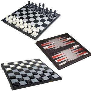 3in1 보드게임 25cm 자석체스 체커 백개먼 3가지 세트