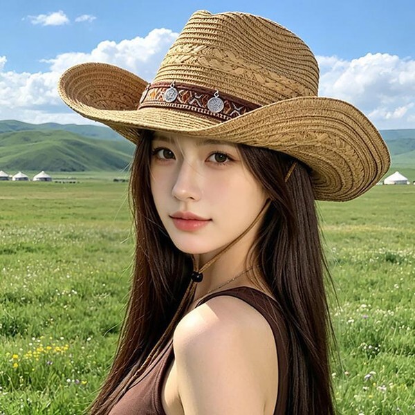 남성 여성 인디언 스타일 카우보이 해변 휴양 바닷가 여행 패션 및짚 모자 52117556