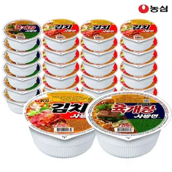 농심 <b>김치</b> 사발면 86g x 18개 + 육개장 사발면 86g x 6개