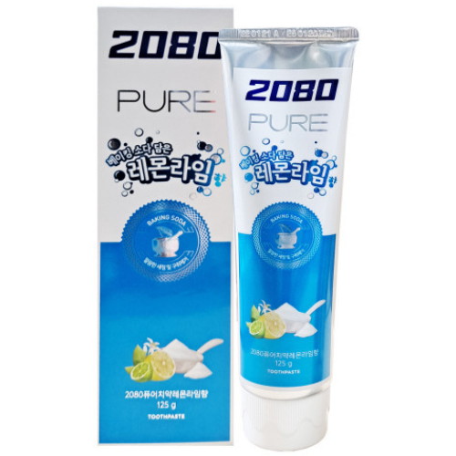 애경 2080 퓨어 베이킹소다 담은 레몬라임 치약 125g (6개)