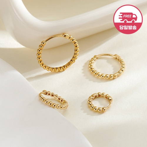 비앤비골드 14K 슬림 버블볼 원터치 링 귀걸이 한쪽 JAE40436