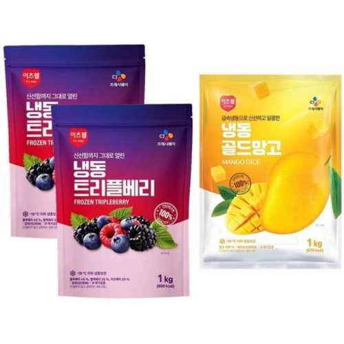 이츠웰 냉동 트리플베리 1kg x 2개 + 냉동 골드망고 1kg