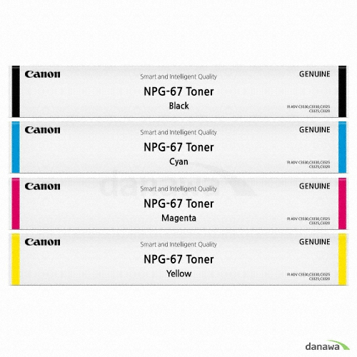 Canon 벌크 NPG-67BK, NPG-67C, NPG-67M, NPG-67Y 4색 세트이미지입니다. 누르면 해당 게시물로 새창이동합니다.