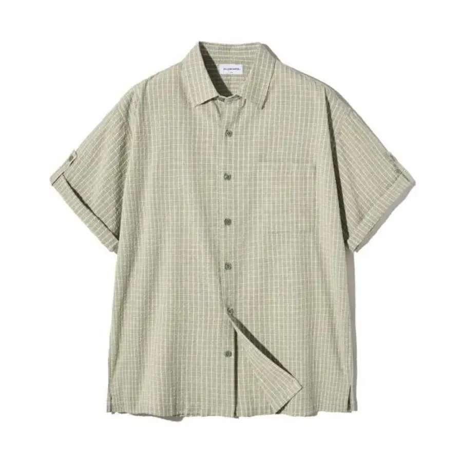 필루미네이트 롤 업 체크 하프 셔츠-라이트그린 419776_이미지