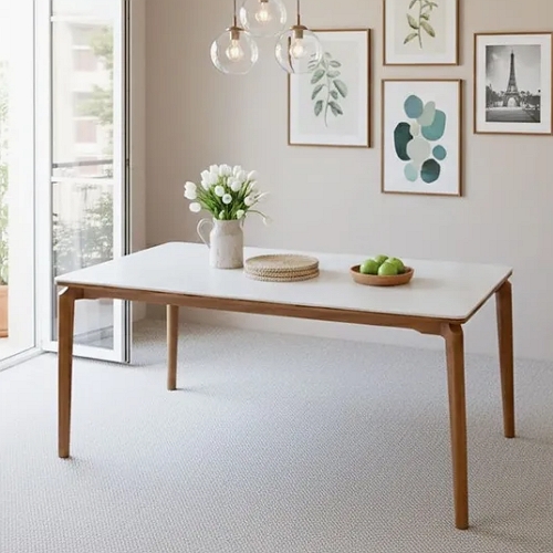 에넥스 뉴튼 포세린 세라믹 원목 식탁 1800 (의자별도)_이미지