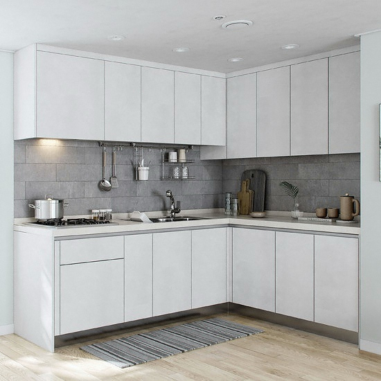 한샘 유로 8000 터치 화이트 ㅡ자 (~2.6m)