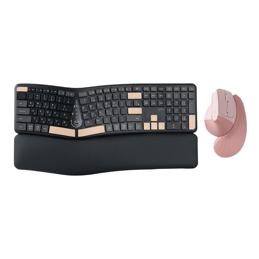 지클릭커 OFFICEPRO EMK350 무선 키보드 마우스 세트 (베이지 블랙)_이미지