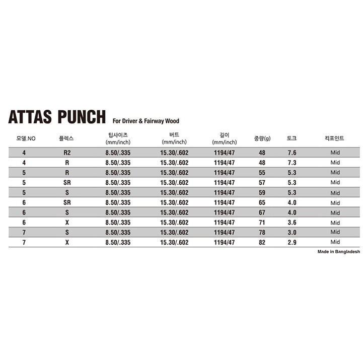 UST마미야 아타스 펀치 6 WOOD (정품, 6S)_이미지