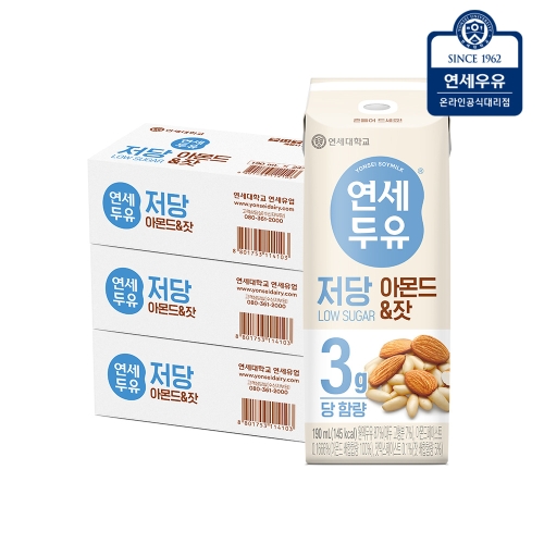 연세우유 연세두유 저당 아몬드 잣 두유 190ml