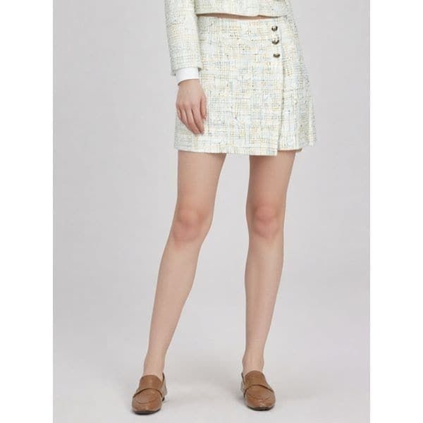 아이보리 트위드 미니스커트 ENWH31203W_ 389815