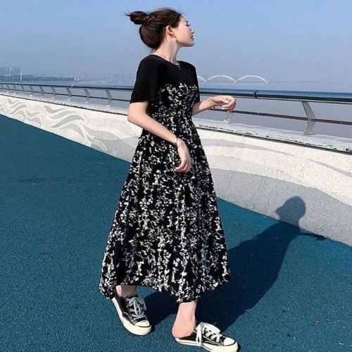 오노마 ONM 봄여름 샤랄라 꽃무늬 하이웨스트 반팔 썸머원피스 37326827_이미지