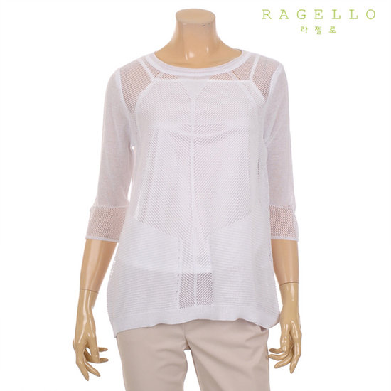 패션그룹형지 라젤로 언벨란스 루즈핏 스웨터 RG4MSW107_WH