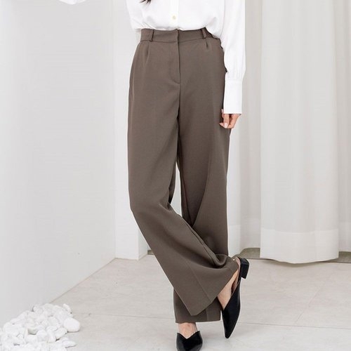 뒷밴딩 핀턱 와이드핏 슬랙스 봄여름 데일리팬츠 WEED4F8