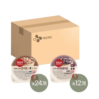 CJ제일제당 <b>햇반</b> 12곡밥 <b>210g</b> <b>24개</b> + 서리태 흑미밥 <b>210g</b> 12개