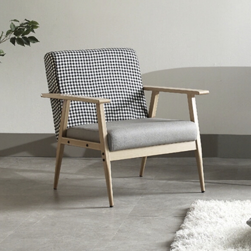 네오 알토 우드 프레임 체크 패브릭 소파 1인용