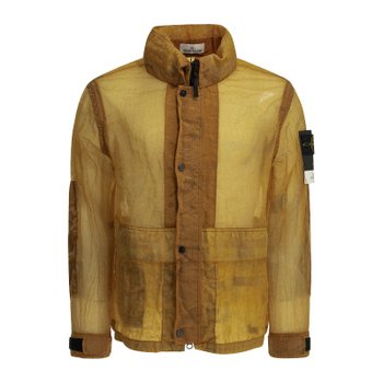 스톤아일랜드 스파이럴 패턴 스크린 프린트 메쉬 레인 재킷 4100115 S00E8V007E